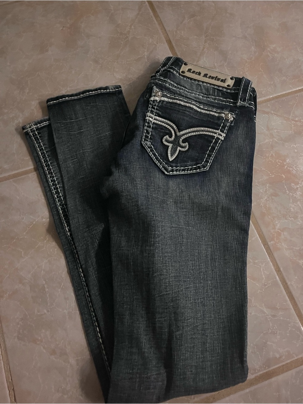 Rock Revival Women's Black Wash Skinny Jeans with Embroidered Back Pocket